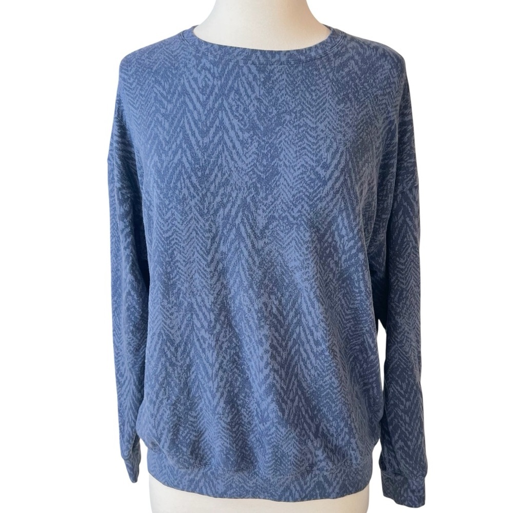 ATHLETA Studio To Street Print Sweatshirt Charcoal Gray Medusa